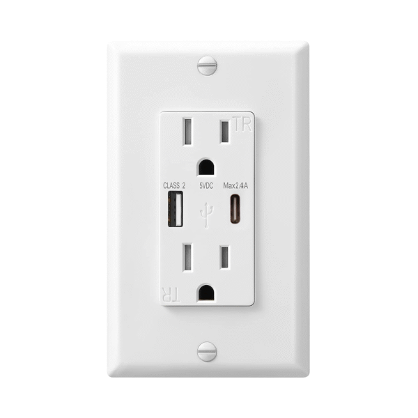 15 Amp Wall Socket with USB Ports